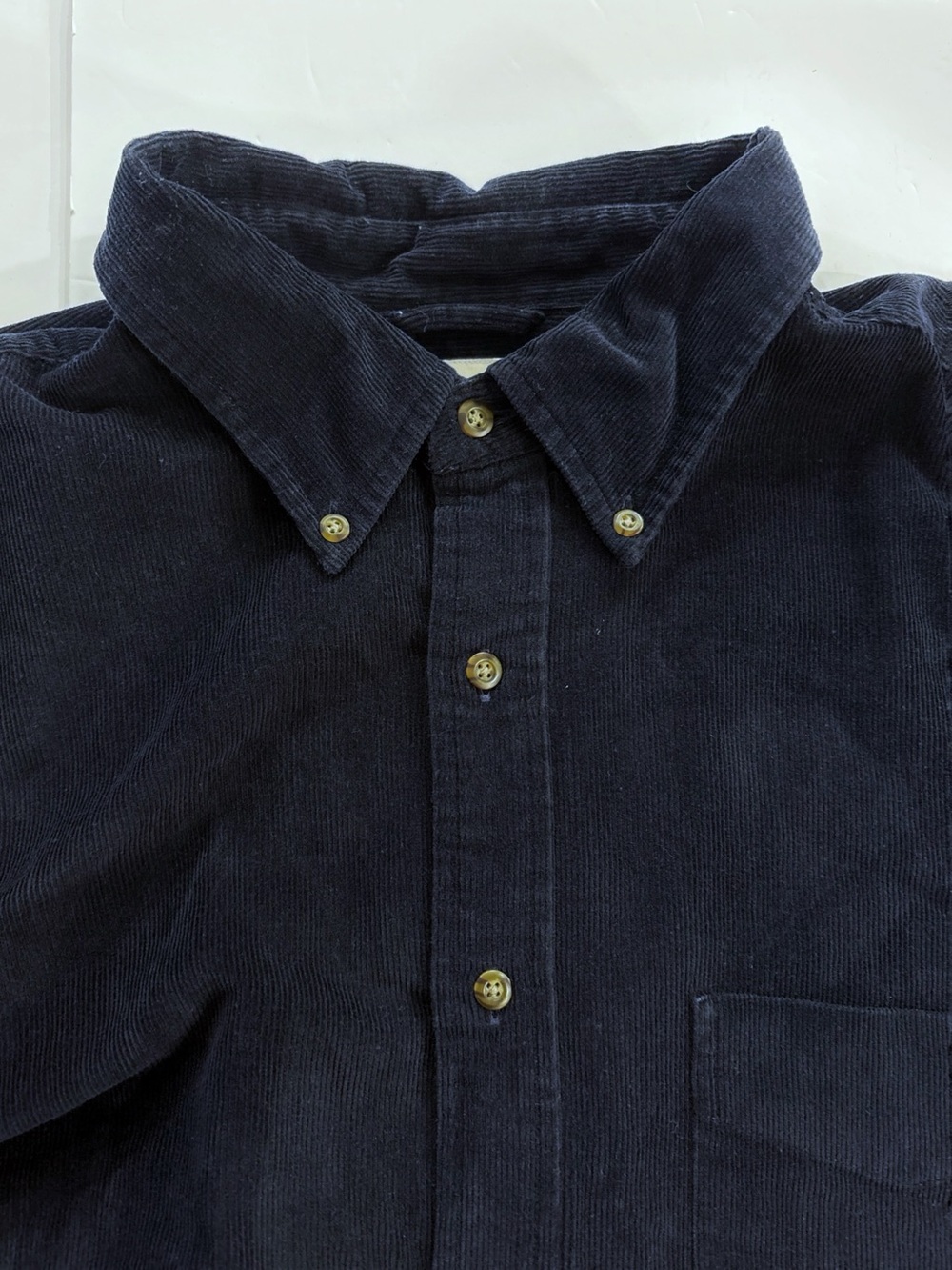J.Crew Men's L Navy Corduroy Button Down Shirt Cotton Preppy Classic Casual - Picture 3 of 8